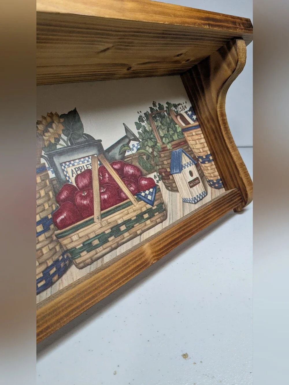Farmhouse rustic solid wood shelf wall mount